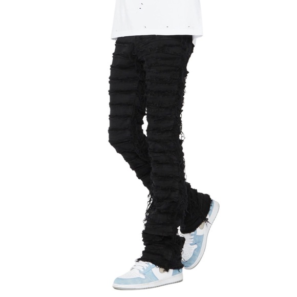 (SOLD) RSO Black Stacked Flare Jean - Picture 1 of 5